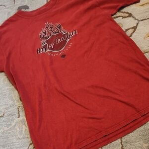 Harley-Davidson Red Short Sleeve Tee with Flame Logo